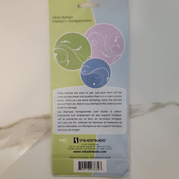 Inkadinkado DOT FLOURISHES #97634 Clear Cling Stamps Set of 5 NEW - Picture 2 of 5